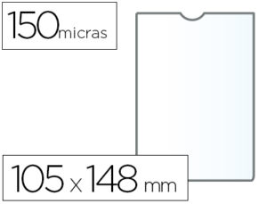 FUNDA PORTADOCUMENTO Q-CONNECT DIN A6 150 MICRAS PVC TRANSPARENTE CON UÑERO 105X148 MM