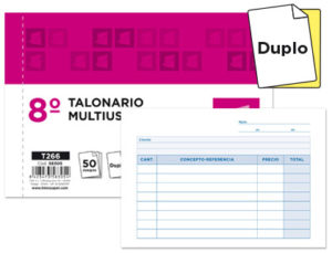 TALONARIO LIDERPAPEL MULTIUSO OCTAVO DUPLICADO APAISADO