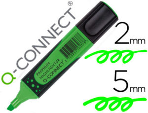 ROTULADOR Q-CONNECT FLUORESCENTE VERDE PREMIUM PUNTA BISELADA CON SUJECION DE CAUCHO