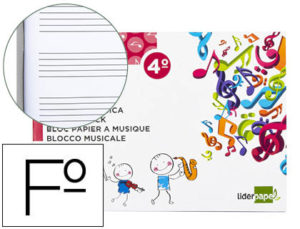 BLOC MUSICA LIDERPAPEL PENTAGRAMA 5MM CUARTO 20 HOJAS 100G/M2 GRAPADO