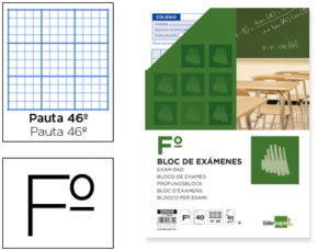 BLOC EXAMENES LIDERPAPEL FOLIO 40 H. 60 GR. RAYADO Nº 46