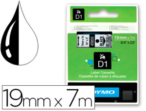 CINTA DYMO NEGRO TRANSPARENTE 19MM X 7 MT D1