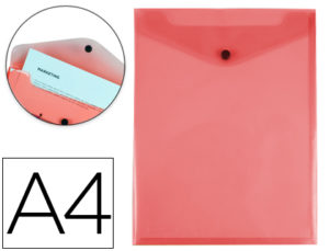 CARPETA LIDERPAPEL DOSSIER BROCHE POLIPROPILENO DIN A4 FORMATO VERTICAL ROJA TRANSPARENTE 50 HOJAS