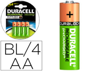 PILA DURACELL RECARGABLE STAYCHARGED AA 2400 MAH BLISTER DE 4 UNIDADES