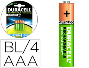 PILA DURACELL RECARGABLE STAYCHARGED AAA 800 MAH BLISTER DE 4 UNIDADES