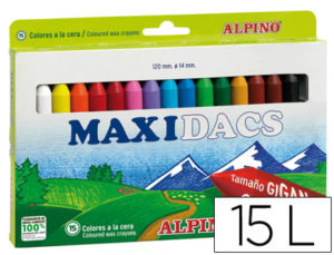 LAPICES DE CERA ALPINO MAXIDACS CAJA DE 15 COLORES SURTIDOS