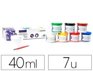 TEMPERA LIDERPAPEL ESCOLAR 40 ML 7 COLORES SURTIDOS + PINCEL