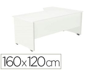 MESA ROCADA SERIE WORK 160X120 CM IZQUIERDA ACABADO AW04 BLANCO/BLANCO