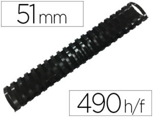 CANUTILLO Q-CONNECT OVALADO 51 MM PLASTICO NEGRO CAPACIDAD 490 HOJAS CAJA DE 10 UNIDADES