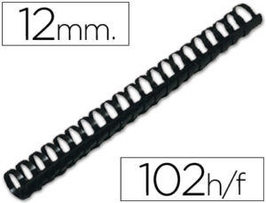 CANUTILLO Q-CONNECT REDONDO 12 MM PLASTICO NEGRO CAPACIDAD 102 HOJAS CAJA DE 100 UNIDADES