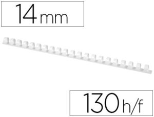 CANUTILLO Q-CONNECT REDONDO 14 MM PLASTICO BLANCO CAPACIDAD 130 HOJAS CAJA DE 100 UNIDADES