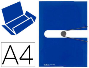 CARPETA CON GOMAS HERLITZ TRES SOLAPAS A4 POLIPROPILENO COLOR AZUL INTENSO