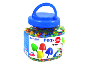 JUEGO MINILAND PEGS BOTE DE 2600 PIEZAS DE 10 MM