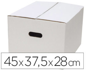 CAJA PARA EMBALAR Q-CONNECT BLANCA CON ASAS DOBLE CANAL 450X280 MM