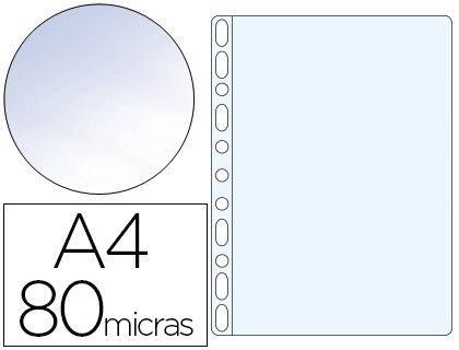 FUNDA MULTITALADRO Q-CONNECT DIN A4 80 MC CRISTAL CAJA DE 100 UNIDADES