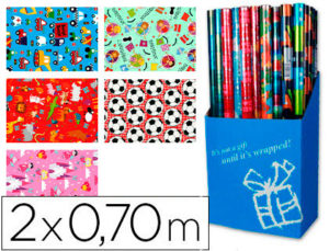 PAPEL REGALO FANTASIA INFANTIL ROLLO DE 2 X 0,70 MT 60 GR MODELOS SURTIDOS