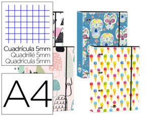 CARPETA LIDERPAPEL DIN A4 FORRADA CON RECAMBIO 120H 80GR 5MM 4 AN.REDONDAS 40 MM CIERRE GOMA 2018 SEASONS