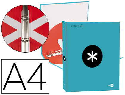 CARPETA LIDERPAPEL ANTARTIK A4 FORRADA 4 ANILLAS 25 MM REDONDAS COLOR TURQUESA