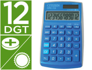 CALCULADORA CITIZEN BOLSILLO CPC-112LBWB 12 DIGITOS CELESTE SERIE WOW