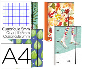 CARPETA LIDERPAPEL DIN A4 FORRADA CON RECAMBIO 120 HOJAS 80 GR 5 MM 4 AN. REDONDAS 40 MM CIERRE GOMA