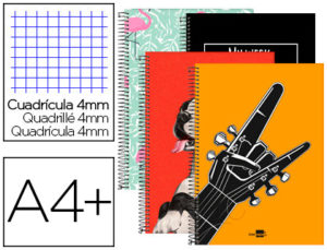 CUADERNO ESPIRAL LIDERPAPEL FOLIO 80H CUADRO 4MM CON MARGEN TAPA BLANDA 60 GR FANTASIA 2017 POP ART