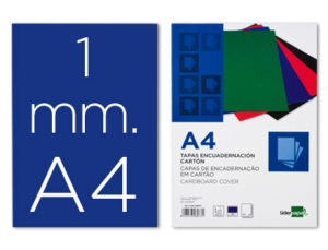TAPA ENCUADERNACION LIDERPAPEL CARTON A4 1MM AZUL PAQUETE DE 50 UNIDADES