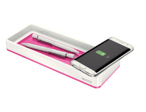 ORGANIZADOR SOBREMESA LEITZ WOW DUAL QI CON CARGA INDUCTIVA FUCSIA METALIZADO