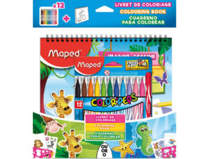 KIT DE ACTIVIDADES MAPED JUNGLA 12 ROTULADORES COLOR PEPS + CUADERNO DE COLOREAR