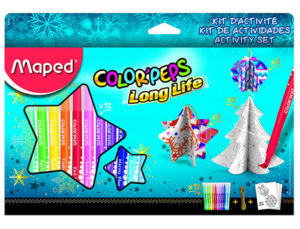 KIT DE ACTIVIDADES MAPED NAVIDAD 12 ROTULADORES COLOR PEPS + CORDONCILLO ORO + CUADERNO COLOREAR