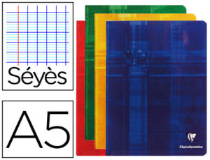 LIBRETA CLAIREFONTAINE DIN A5 48 HOJAS 90 GR MILIMETRADO FRANCES SEYES TAPA CARTON PLASTIFICADA COLORES SURTIDOS