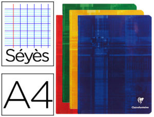 LIBRETA CLAIREFONTAINE DIN A4 48 HOJAS 90 GR MILIMETRADO FRANCES SEYES TAPA CARTON PLASTIFICADA COLORES SURTIDOS