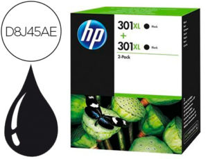 INK-JET HP 301XL DESKJET 1000 / 1050 / 2000 / 2050 / 2510 / 3000 / 3050 / 3052 / 3054 NEGRO PACK DE 2 UNIDADES