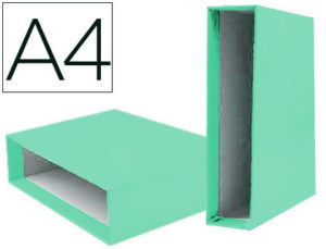 CAJA ARCHIVADOR LIDERPAPEL DE PALANCA CARTON DIN A4 DOCUMENTA LOMO 75 MM VERDE CLARO