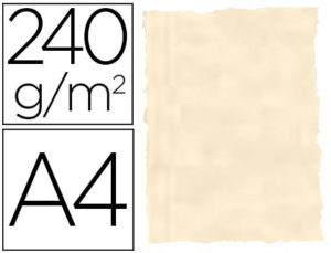 PAPEL COLOR LIDERPAPEL PERGAMINO CON BORDES A4 240G/M2 HUESO PACK DE 10 HOJAS