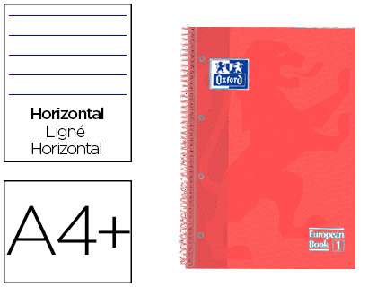CUADERNO ESPIRAL OXFORD EBOOK 1 TAPA EXTRADURA DIN A4+ 80 H HORIZONTAL CORAL TOUCH