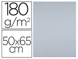 CARTULINA LIDERPAPEL 50X65 180 GR GRIS PAQUETE DE 25