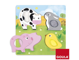 PUZZLE GOULA ANIMALES TELA GRANJA 4 PIEZAS