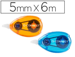 CORRECTOR Q-CONNECT CINTA BLANCO 5 MM X 6 MT – BLISTER DOS UDS NARANJA Y AZUL