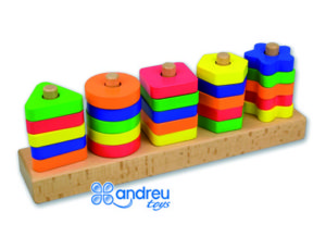 JUEGO ANDREUTOYS MANIPULACION 25 PIEZAS GEOMETRICAS + 12 PLANTILLAS DOBLE CARA 32,8X19,2X7,1 CM