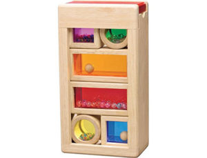 JUEGO WONDERWORLDS BLOQUES TORRES MADERA CON SONIDO COLORES TRANSPARENTES 7X12X23 CM