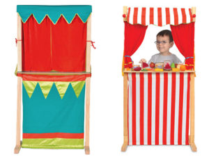 TEATRO FIESTA CRAFTS MARIONETAS Y TIENDA EN MADERA TELA DOBLE CARA 100X28X34 CM