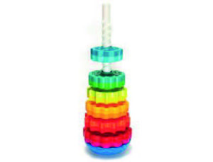 JUEGO DISCOS SPIN AGAIN FAT BRAIN BICOLOR CON BASE REVERSIBLE Y TUBO CON ROSCA 6 UNIDADES COLORES SURTIDOS