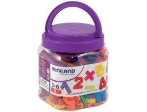 JUEGO MINILAND LETRAS NUMEROS MAGNETICOS BOTE DE 162 PIEZAS