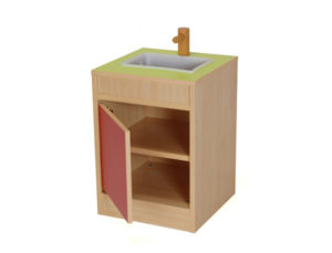 COCINITA MADERA MOBEDUC MODULO FREGADERO EN MELAMINA DE HAYA/ROJO 40X56X40 CM