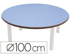 MESA INFANTIL MOBEDUC REDONDA TALLA 1 PATAS DE TUBO METALICOTABLERO MDF LAMINADO DIAMETRO 100CM