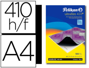 PAPEL CARBON PELIKAN NEGRO ULTRAFILM 410 TAMAÑO A4 CAJA 100 UNIDADES