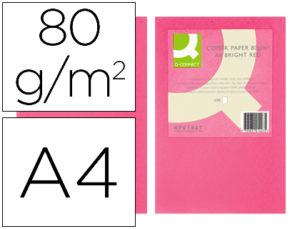 PAPEL COLOR Q-CONNECT DIN A4 80GR ROSA INTENSO PAQUETE DE 500 HOJAS