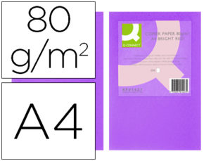 PAPEL COLOR Q-CONNECT DIN A4 80GR LILA INTENSO PAQUETE DE 500 HOJAS