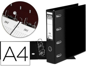 ARCHIVADOR DE PALANCA ELBA CARTON FORRADO DIN A4 NEGRO LOMO DE 75 MM RADO CON DOBLE MECANISMO