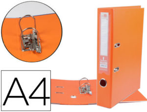 ARCHIVADOR DE PALANCA LIDERPAPEL A4 DOCUMENTA FORRADO PVC CON RADO LOMO 75MMNARANJA COMPRESOR METALICO